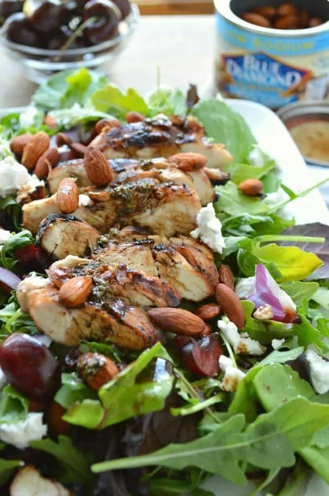 Grilled Chicken Salad with Cherries and Almonds