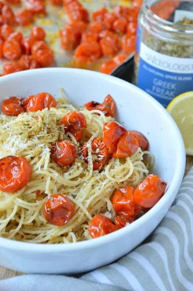 Spaghetti with Roasted Cherry Tomatoes and Herbs