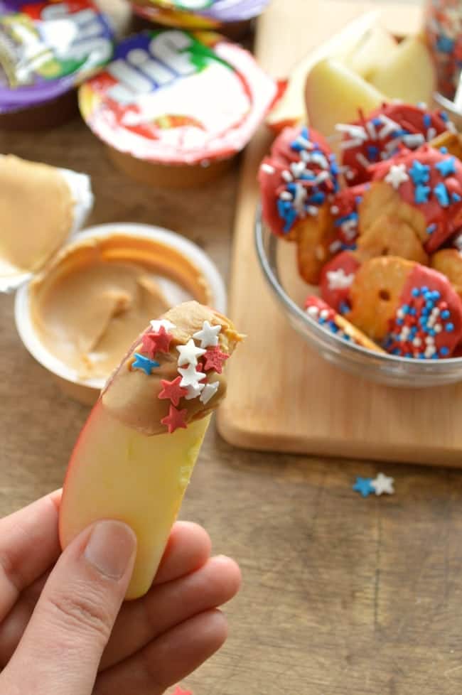 Apples with JIF Creamy Peanut Butter and Sprinkles