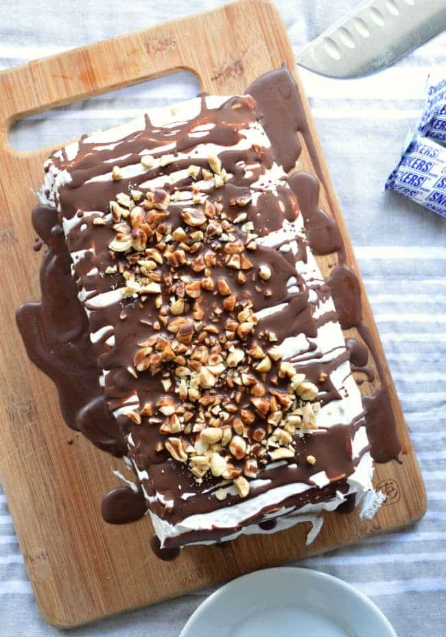 No Bake Snickers Cake