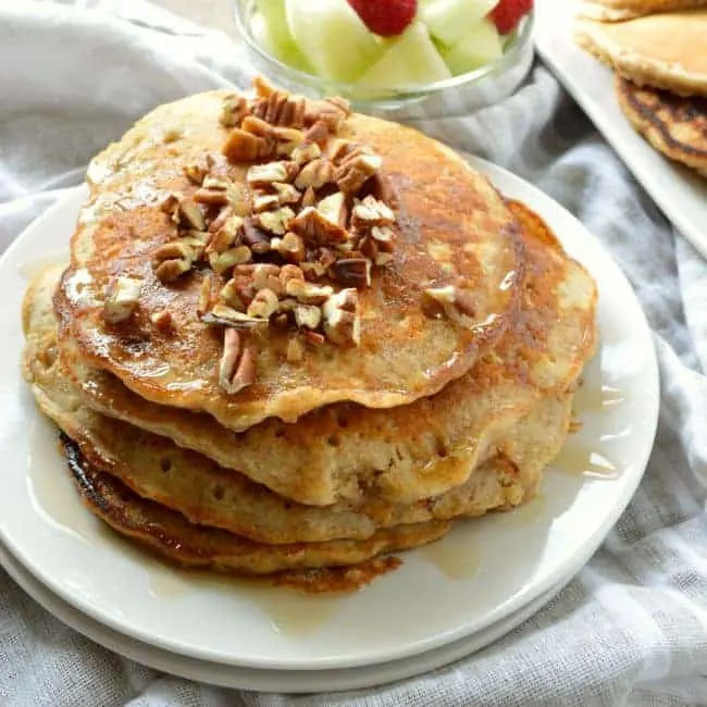 Banana Pecan Oatmeal Pancakes