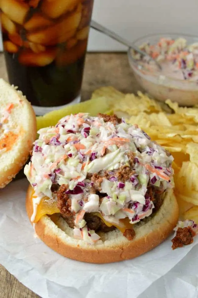 Carolina Burgers with Chili and Slaw