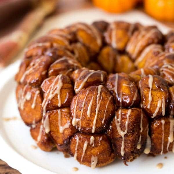 Overnight Pumpkin Monkey Bread with Maple Icing - Barbara Bakes