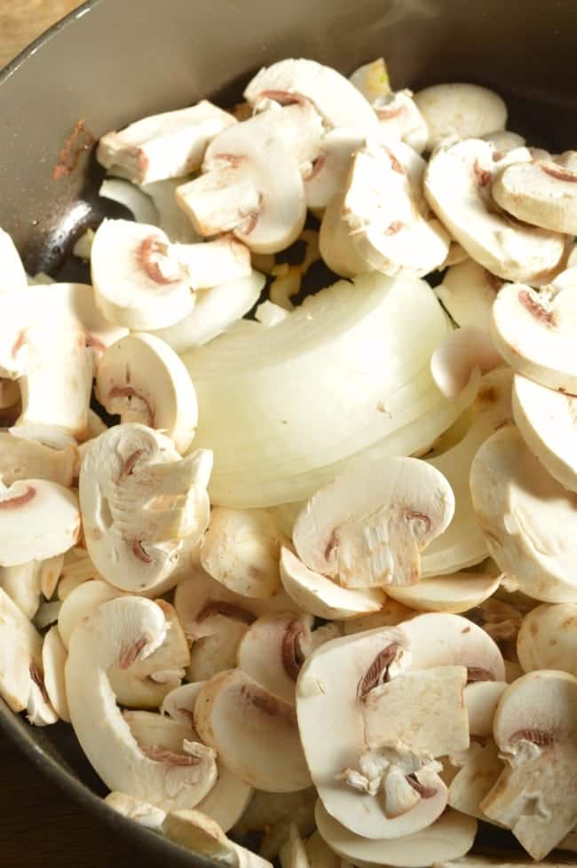 Cook the Onions and Mushrooms