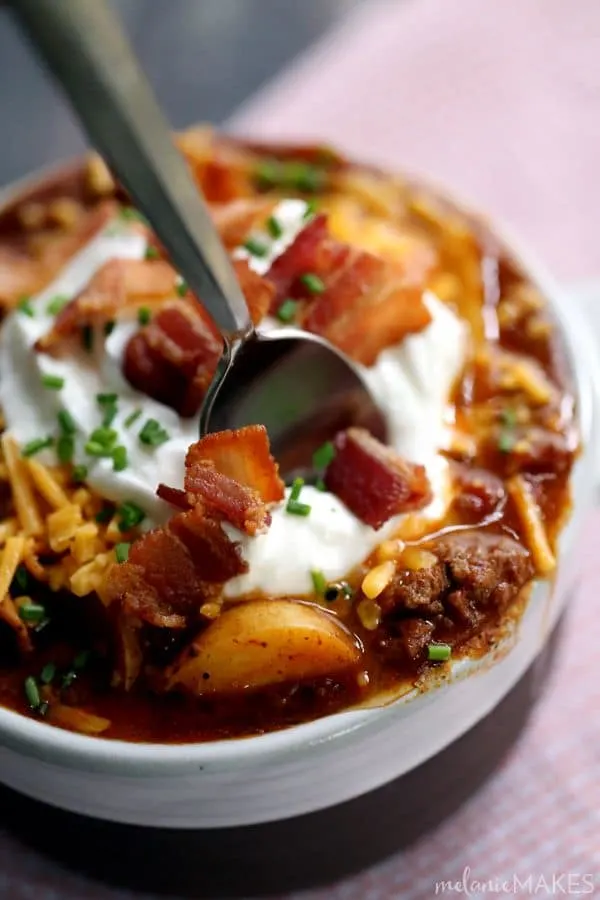 Stuffed Baked Potato Chili via Melanie Makes