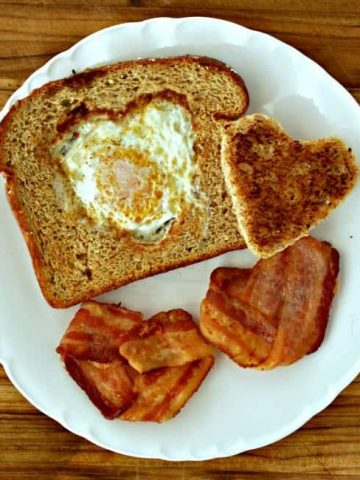 Heart Shaped Bacon and egg Breakfast