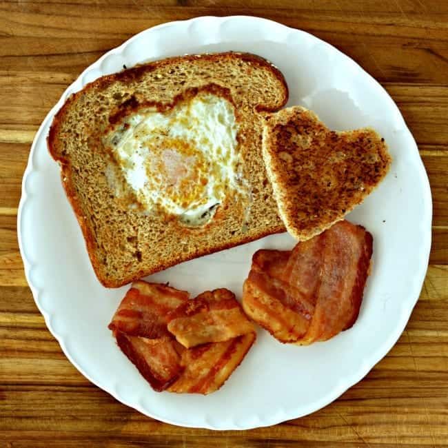 Heart Shaped Bacon and egg Breakfast