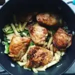 One Pot Garlic Chicken Thighs with Broccoli and Penne