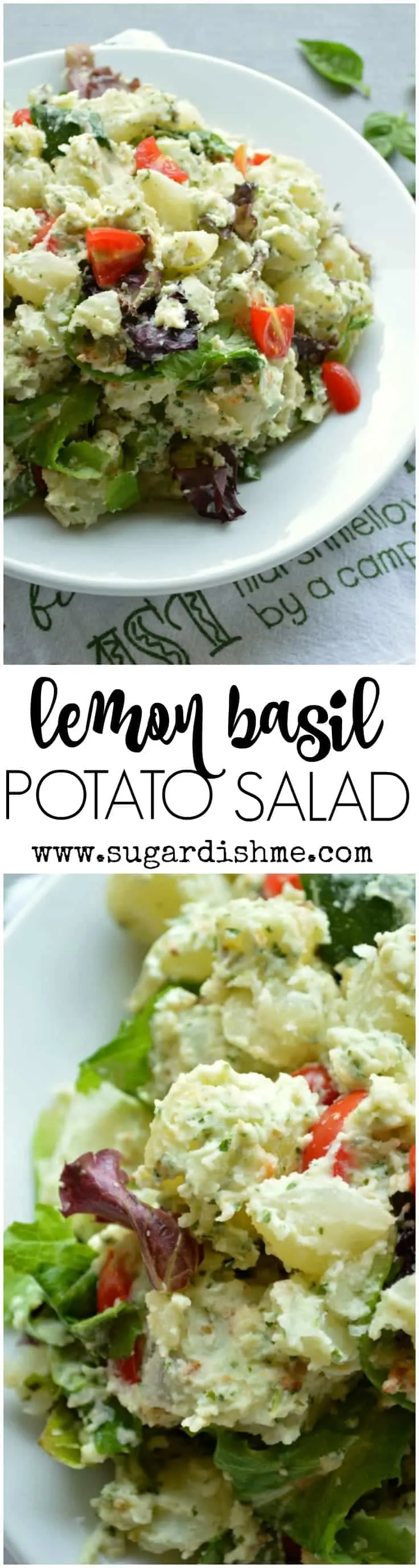 This Lemon Basil Potato Salad Recipe is tossed in a light creamy pesto dressing that sets it apart. So much flavor in this simple side dish.