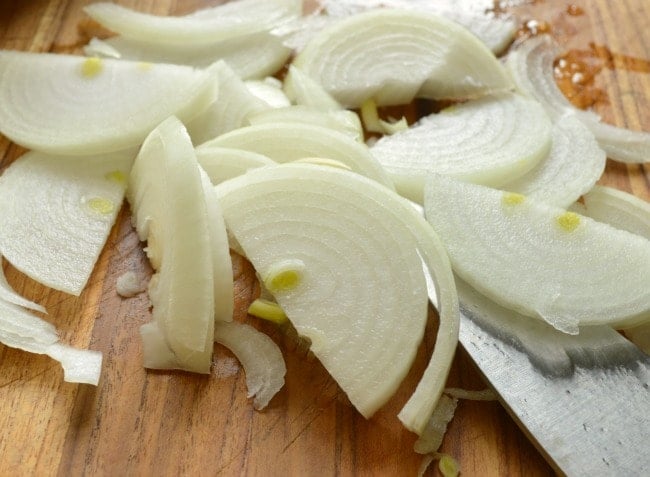 Sliced Onions for lemon Baked Trout