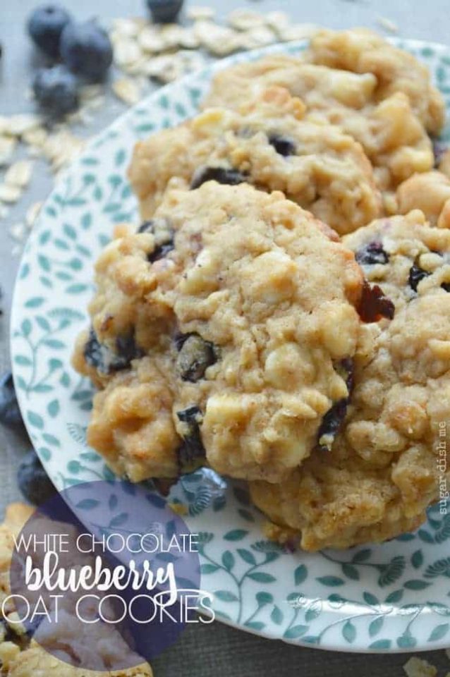 White Chocolate Blueberry Oat Cookies - Sugar Dish Me