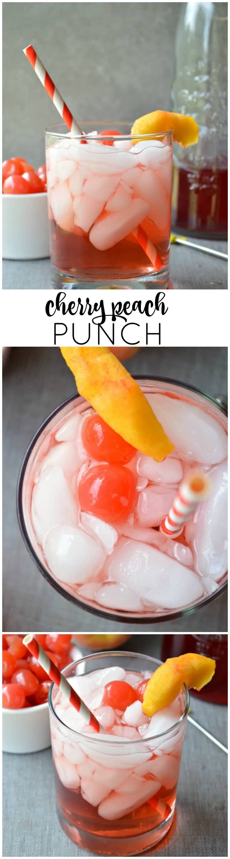 A quick, refreshing cocktail made with whipped cream vodka and peach cider! Cherry Peach Punch is perfect for all your end of summer party needs!