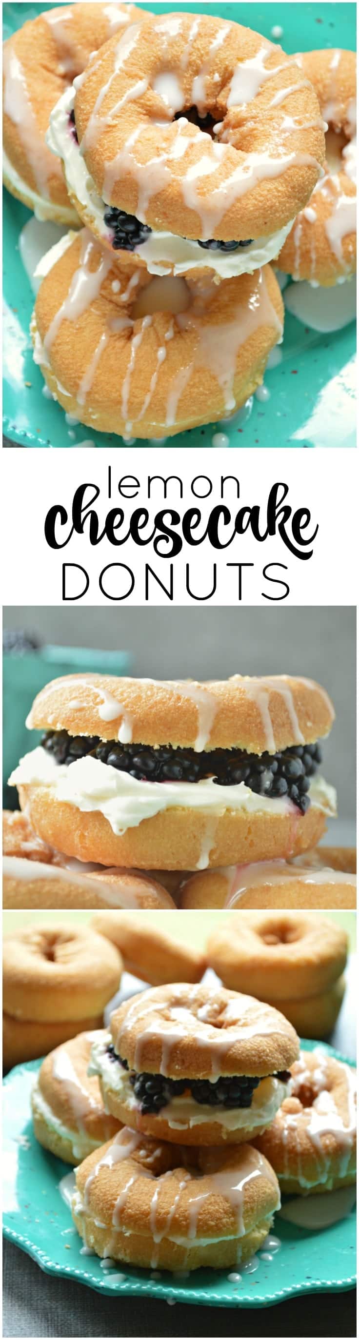 These Lemon Cheesecake Donuts are fruity delicious and come together fast! Soft cake donuts with a cheesecake filling anf fresh fruit; perfect for any breakfast or brunch table and pretty enough for showers!