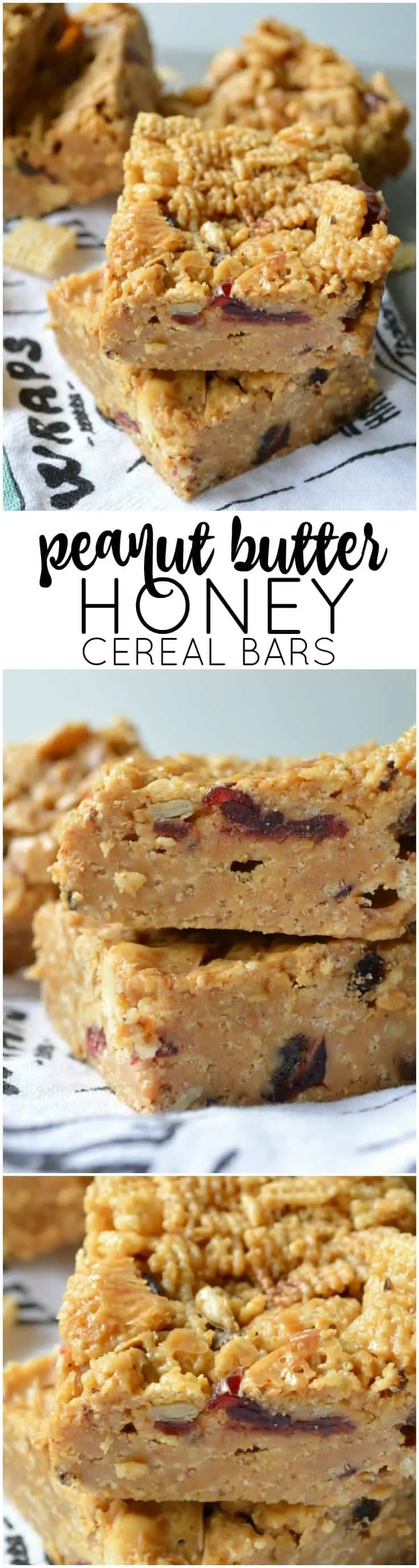 These easy no-bake Peanut Butter Honey Cereal Bars are perfect for snacks, lunch boxes and breakfast on the go!