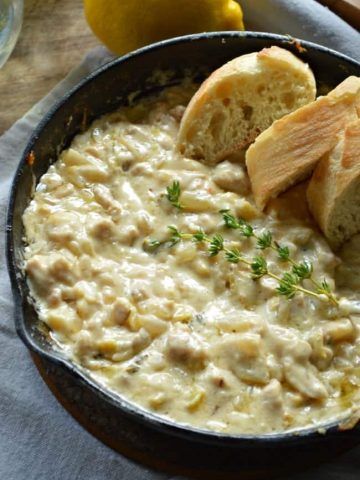 Cheesy White Wine Dip with Chicken