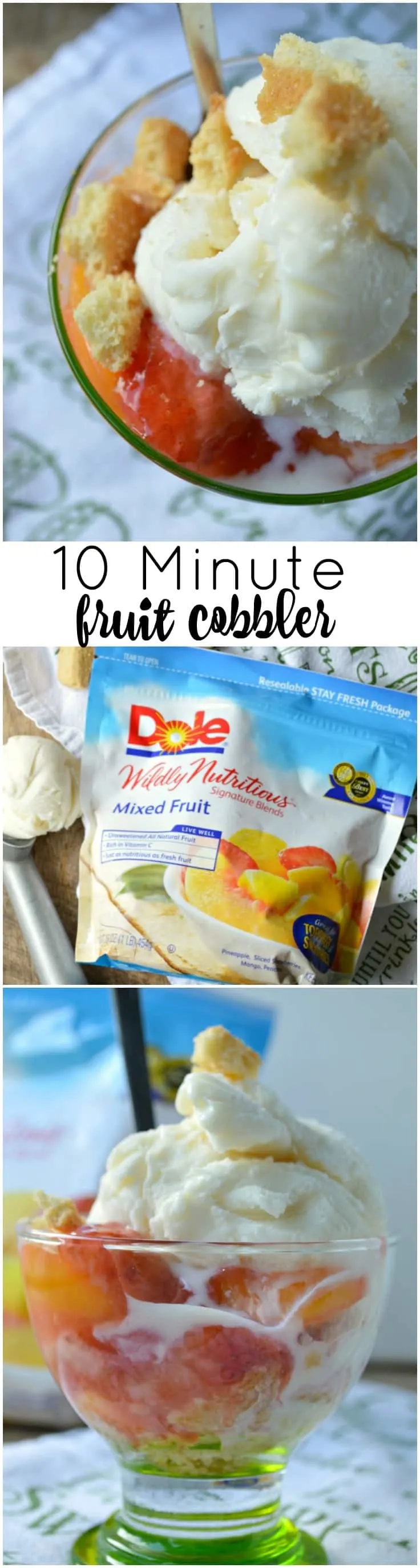 A quick, no-bake cobbler that is perfect for last minute get-togethers or extra guests! This 10 Minute Fruit Cobbler is a hassle free, simple solution to your sweet tooth!