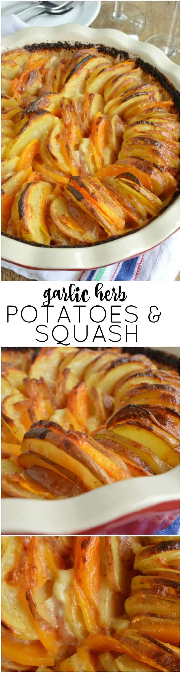 This Garlic Herb Potatoes and Squash Casserole is a great addition to the Thanksgiving table!