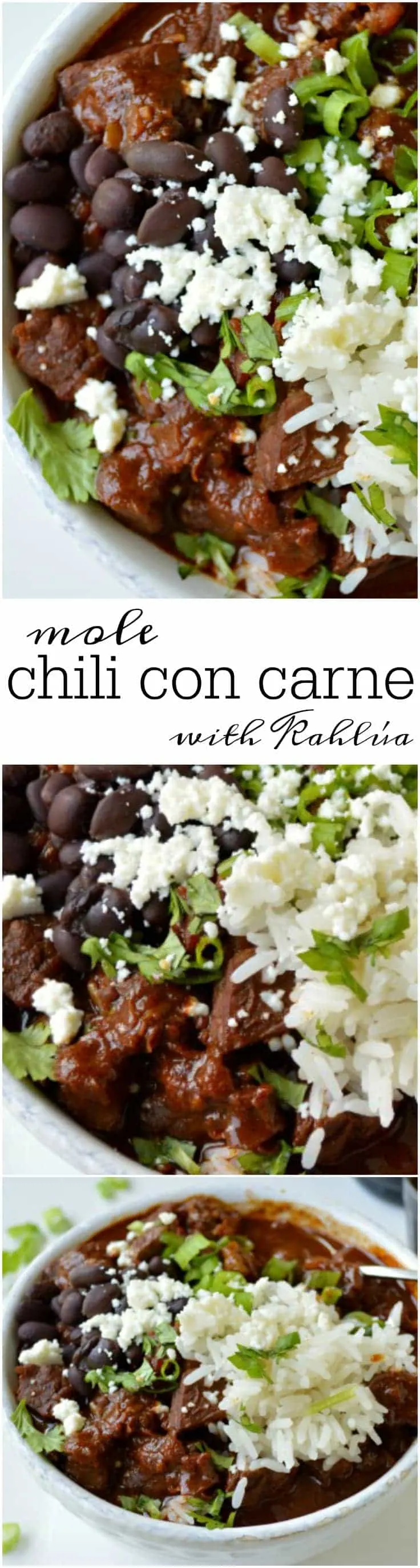 Tender beef, the perfect amount of spice, and a hint of dark chocolate make this Mole Chili con Carne THE BEST chili recipe!