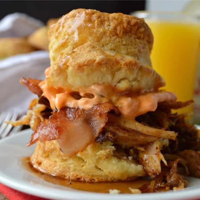 Pulled Pork Breakfast Biscuits