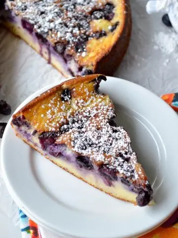 A slice of Blueberry Breakfast Cake