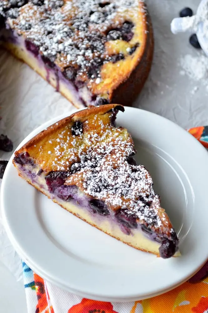 A slice of Blueberry Breakfast Cake