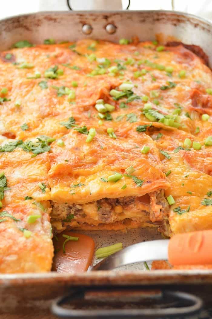 Layered Enchilada Breakfast Casserole