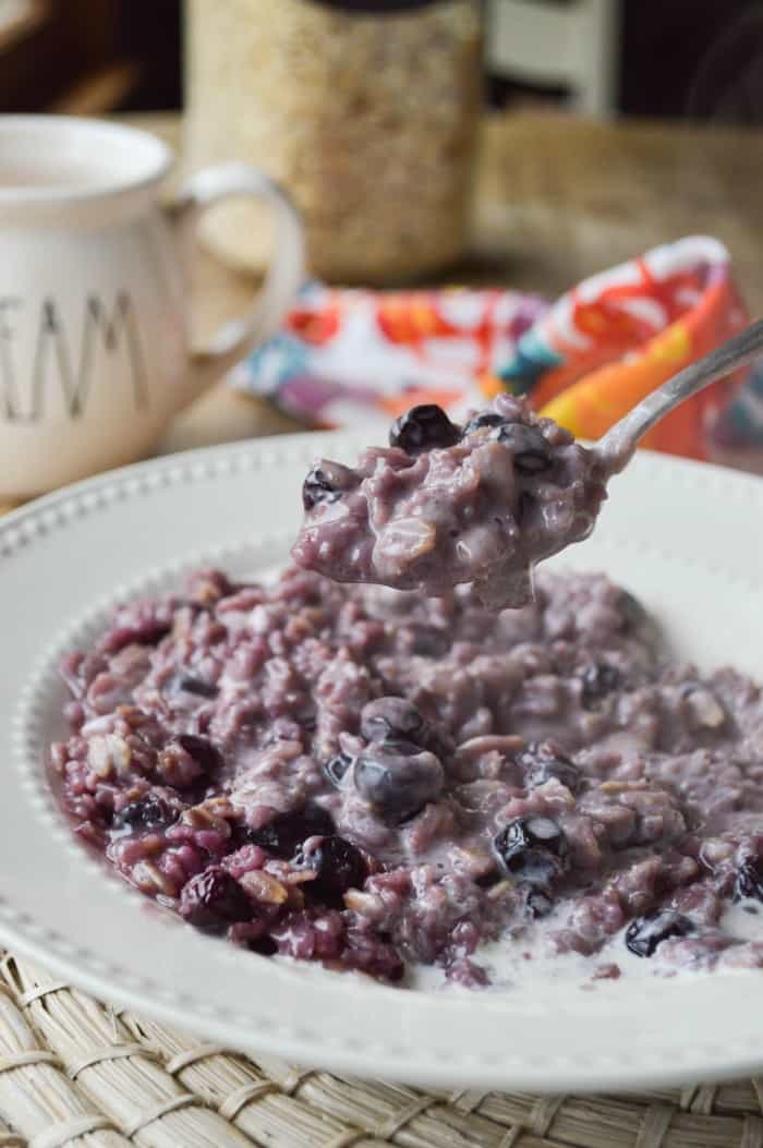 A Bite of Blueberries and Cream Oatmeal