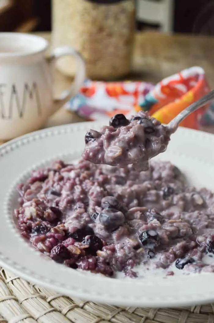 A Bite of Blueberries and Cream Oatmeal