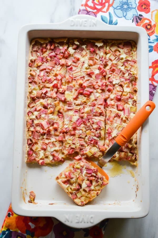 Easy Go Anywhere Rhubarb Squares are excellent to make and take along!