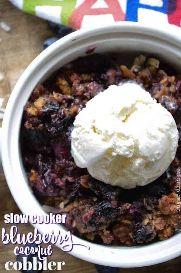 Slow Cooker Blueberry Coconut Cobbler