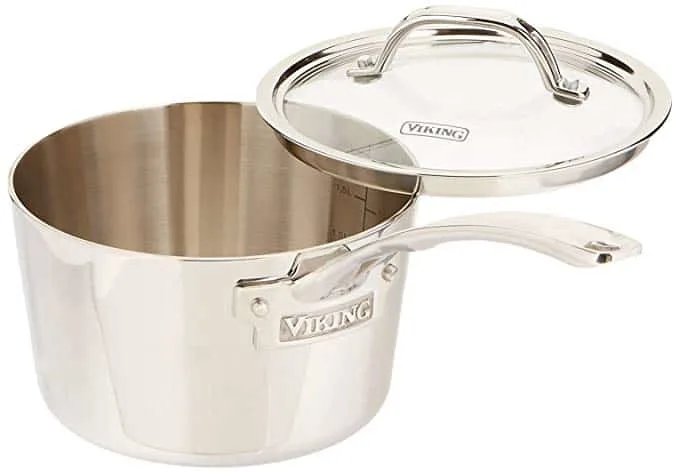 Viking Contemporary 3-Ply Stainless Steel Saucepan with Lid, 2.4 Quart