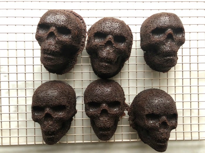 Black Magic Skull Cakes use Nordic Ware's skull pan and are super spooky 