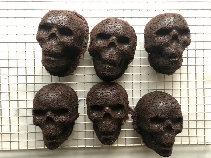 Black Magic Skull Cakes use Nordic Ware's skull pan and are super spooky 