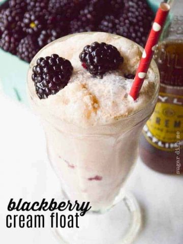 Blackberry Cream Float made with blackberry cobbler ice cream, fresh blackberries, and cream soda