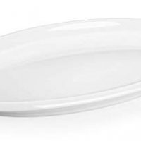 DOWAN 14-inch Porcelain Oval Platters/Serving Plates - 2Packs, White, Stackable