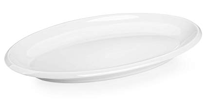 DOWAN 14-inch Porcelain Oval Platters/Serving Plates - 2Packs, White, Stackable