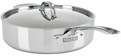 Viking 3-Ply Stainless Steel Sauté Pan, 6 Quart