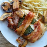 Bacon Wrapped Chicken with Mushrooms and Sage