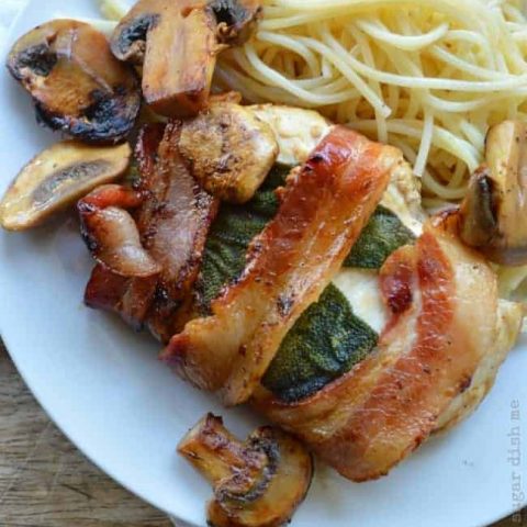 Bacon Wrapped Chicken with Mushrooms and Sage