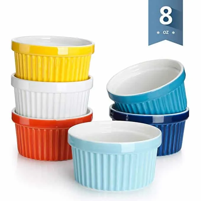 Sweese 5106 Porcelain Souffle Dishes, Ramekins - 8 Ounce for Souffle, Creme Brulee and Ice Cream - Set of 6, Assorted Colors …