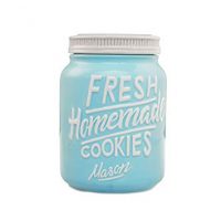 Blue Ceramic Mason Jar Cookie Jar - Keep Your Cookies & Baked Goods Fresh with an Airtight Lid | Handy Container | Vintage Farmhouse Decor & Collector Gift | Rustic Kitchen Accessory by Goodscious