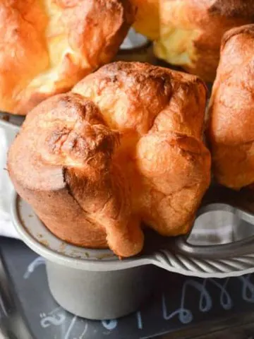 These popovers are big, fat, and fluffy! Still warm in the pan.