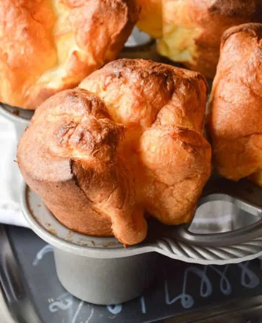 These popovers are big, fat, and fluffy! Still warm in the pan.