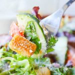 Permalink to: My Favorite Italian Salad A forkful of my Favorite Italian salad. The dressing is a creamy Italianj made with white vinegar and plenty of cheese.