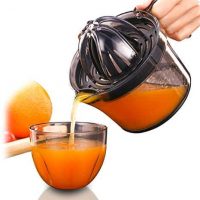 Citrus Juicer, Sunhanny Orange Lemon Manual Hand Squeezer, Anti-Slip Lid Rotation Reamer Lime Press, 17-Ounce Capacity, Transparent Black