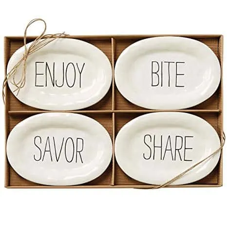 Mud Pie Bistro Plates (Set of 4), White