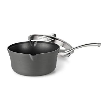 Calphalon Contemporary Hard-Anodized Aluminum Nonstick Cookware, Pour and Strain Sauce Pan, 3 1/2-quart, Black