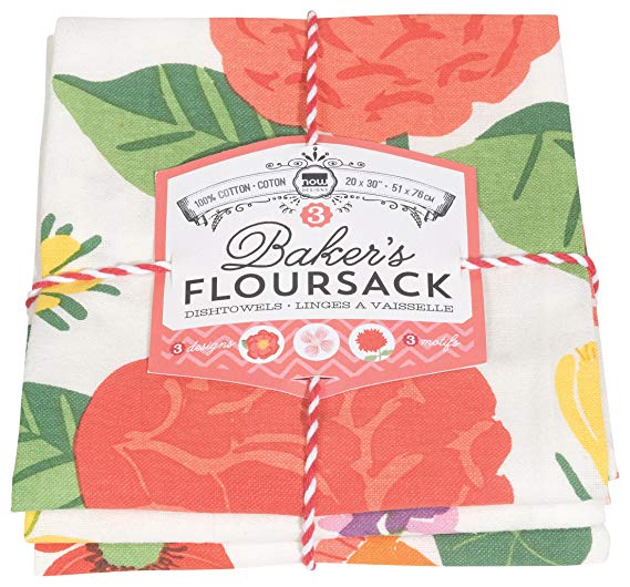 Now Designs Bakers Floursacks, Set of Three, Flowers of the Month