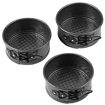 Wilton 4-Inch Mini Springform Pans for Mini Cheesecakes, Pizzas and Quiches, Durable Non-Stick Surface, Set 3-Piece