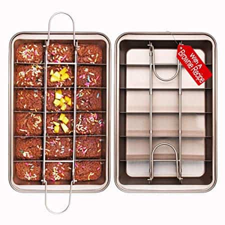 Non Stick Brownie Pans with Dividers, Diveded Brownie Pan, Make of High Carbon Steel,Size 12 x 8 x 2 inches